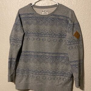 Kavu Women's Gray and Blue Crewneck Sweater